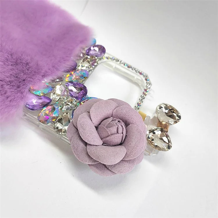 For iPhone 15 Case Hard PC + Soft Plush Phone Cover Shockproof Shell