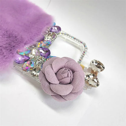 For iPhone 15 Case Hard PC + Soft Plush Phone Cover Shockproof Shell