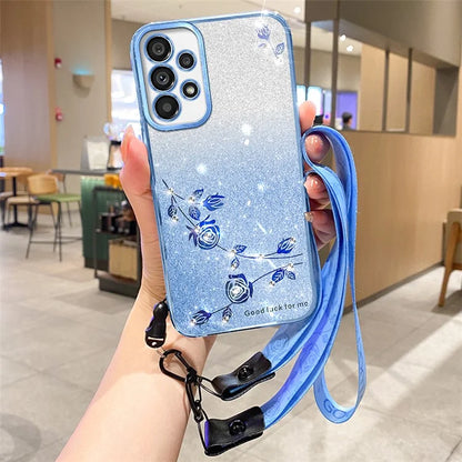 KADEM For Samsung Galaxy A32 5G / M32 5G Case TPU Glitter Cell Phone Cover with Strap
