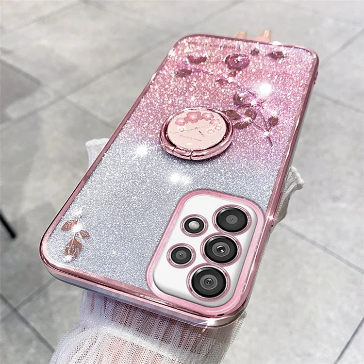 KADEM For Samsung Galaxy A52 4G / A52 5G / A52s 5G TPU Case Glitter Kickstand Phone Cover