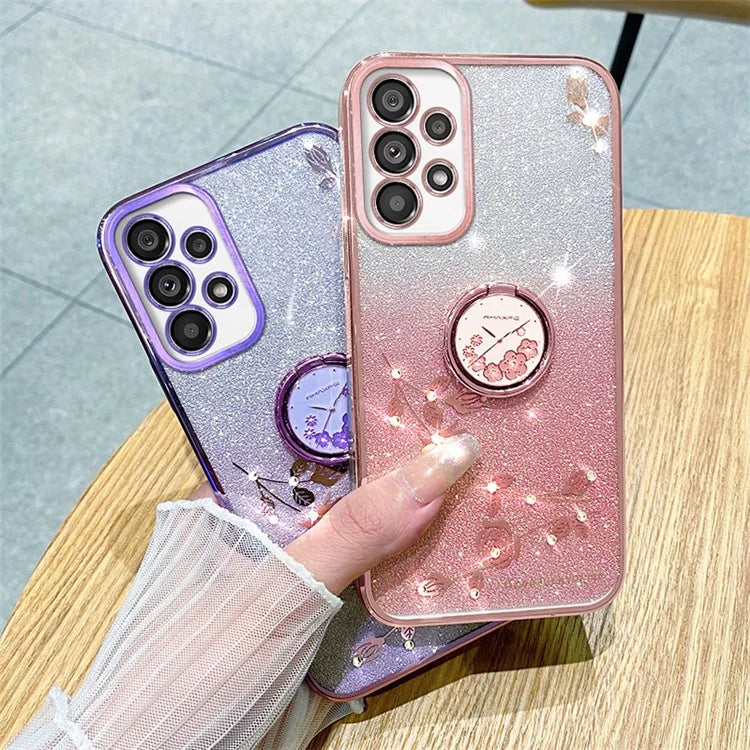 KADEM For Samsung Galaxy A52 4G / A52 5G / A52s 5G TPU Case Glitter Kickstand Phone Cover