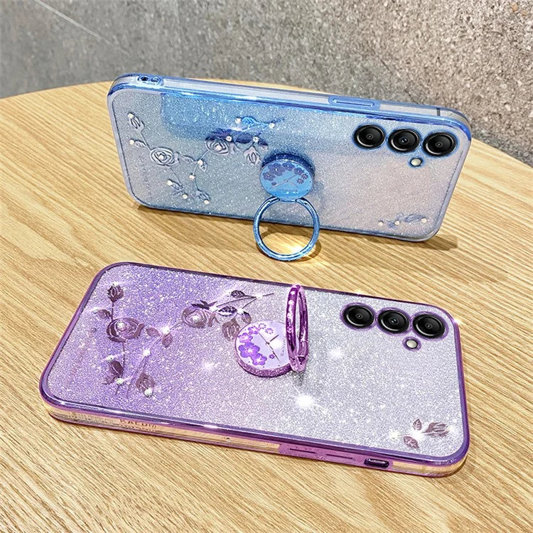 KADEM For Samsung Galaxy A34 5G Case Fing Ring Kickstand Shiny TPU Phone Cover