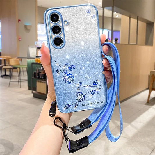 KADEM For Samsung Galaxy A54 5G Shockproof Phone Case TPU Glitter Phone Cover with Strap