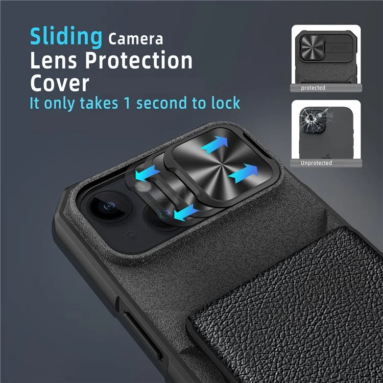 For iPhone 14 Plus Magnetic Case Slide Lens Cover Compatible with MagSafe