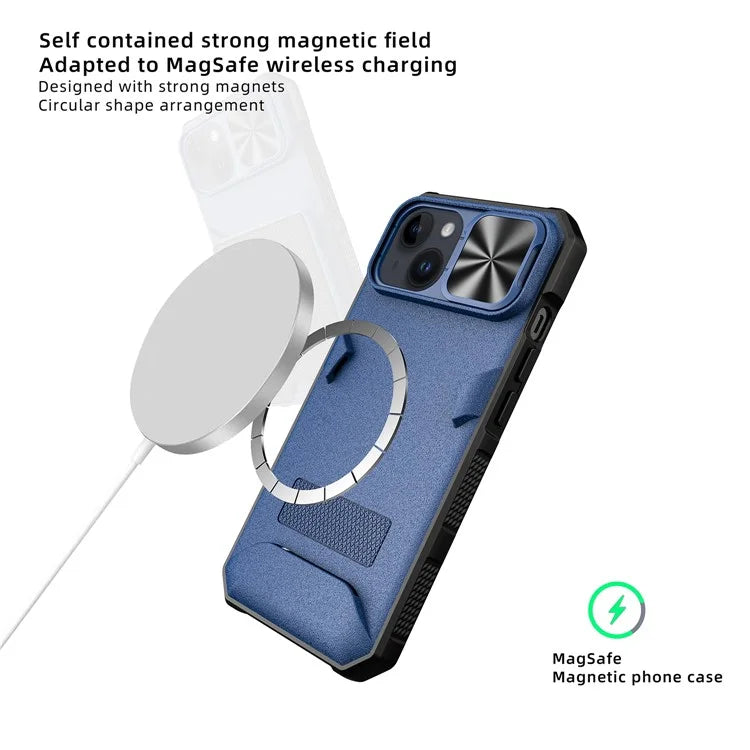 For iPhone 14 Plus Magnetic Case Slide Lens Cover Compatible with MagSafe
