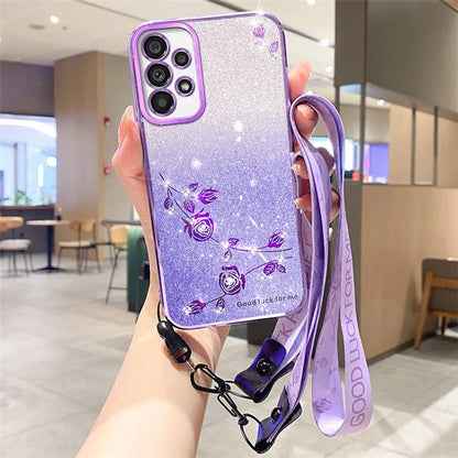 KADEM For Samsung Galaxy A33 5G Case TPU Glitter Phone Anti-fall Cover with Strap