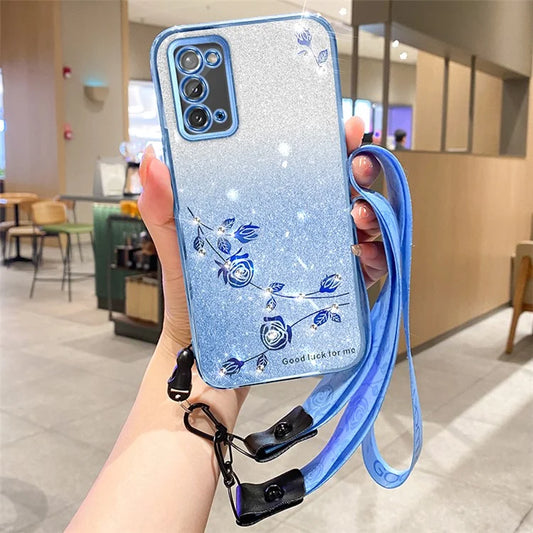 KADEM For Samsung Galaxy Note20 5G / Note20 Case TPU Glitter Cell Phone Cover with Strap