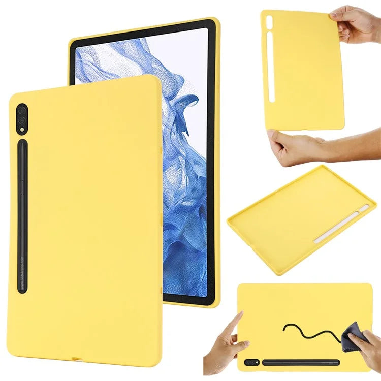 For Samsung Galaxy Tab S9 Ultra Liquid Silicone Case Microfiber Lining Tablet Cover