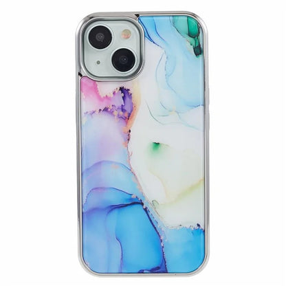 For iPhone 14 Cover PC+TPU Electroplating Marble Pattern Phone Case