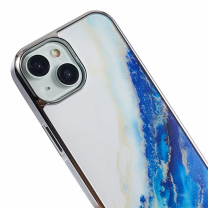 For iPhone 14 Cover PC+TPU Electroplating Marble Pattern Phone Case