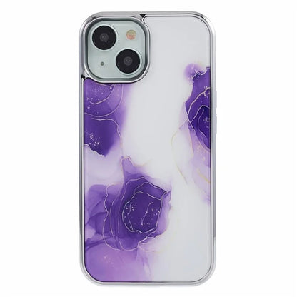 For iPhone 14 Cover PC+TPU Electroplating Marble Pattern Phone Case