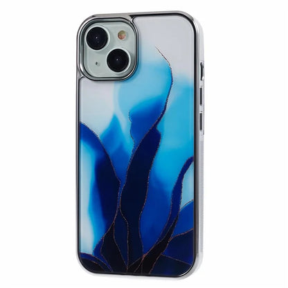 For iPhone 14 Cover PC+TPU Electroplating Marble Pattern Phone Case