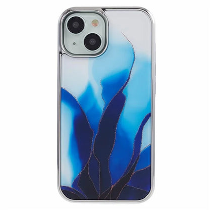 For iPhone 14 Cover PC+TPU Electroplating Marble Pattern Phone Case