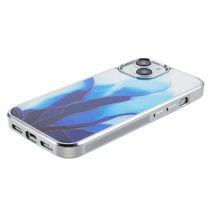 For iPhone 14 Cover PC+TPU Electroplating Marble Pattern Phone Case