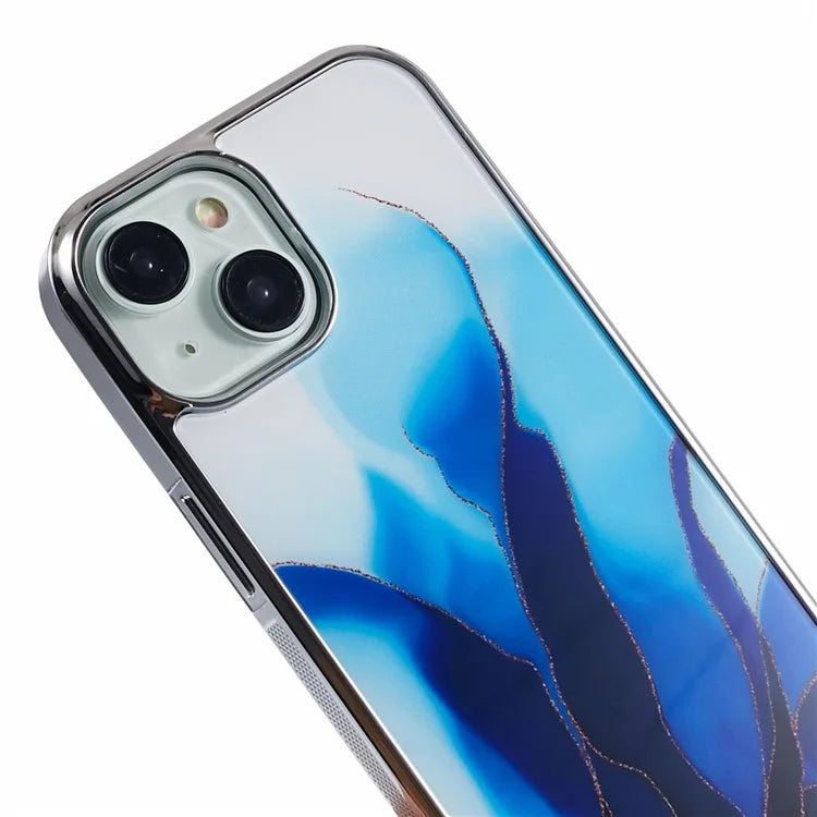 For iPhone 14 Cover PC+TPU Electroplating Marble Pattern Phone Case