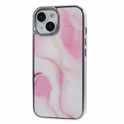 For iPhone 14 Cover PC+TPU Electroplating Marble Pattern Phone Case