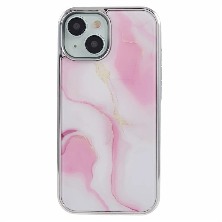 For iPhone 14 Cover PC+TPU Electroplating Marble Pattern Phone Case