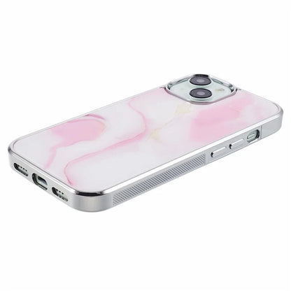 For iPhone 14 Cover PC+TPU Electroplating Marble Pattern Phone Case