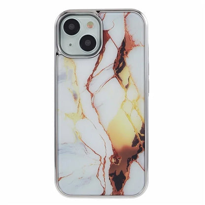 For iPhone 14 Cover PC+TPU Electroplating Marble Pattern Phone Case