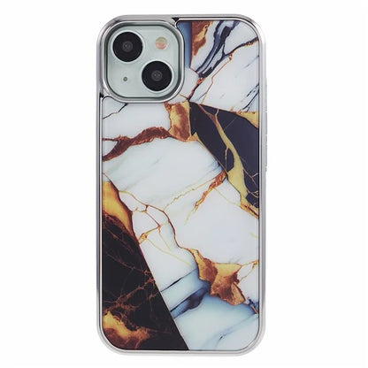 For iPhone 14 Cover PC+TPU Electroplating Marble Pattern Phone Case
