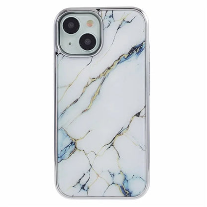 For iPhone 14 Cover PC+TPU Electroplating Marble Pattern Phone Case