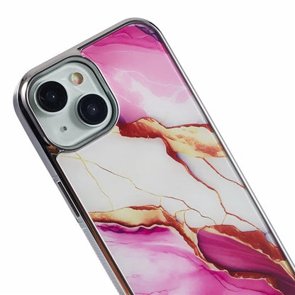 For iPhone 14 Cover PC+TPU Electroplating Marble Pattern Phone Case