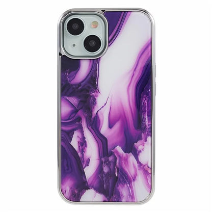 For iPhone 15 Cover PC+TPU Anti-scratch Electroplating Marble Pattern Phone Case