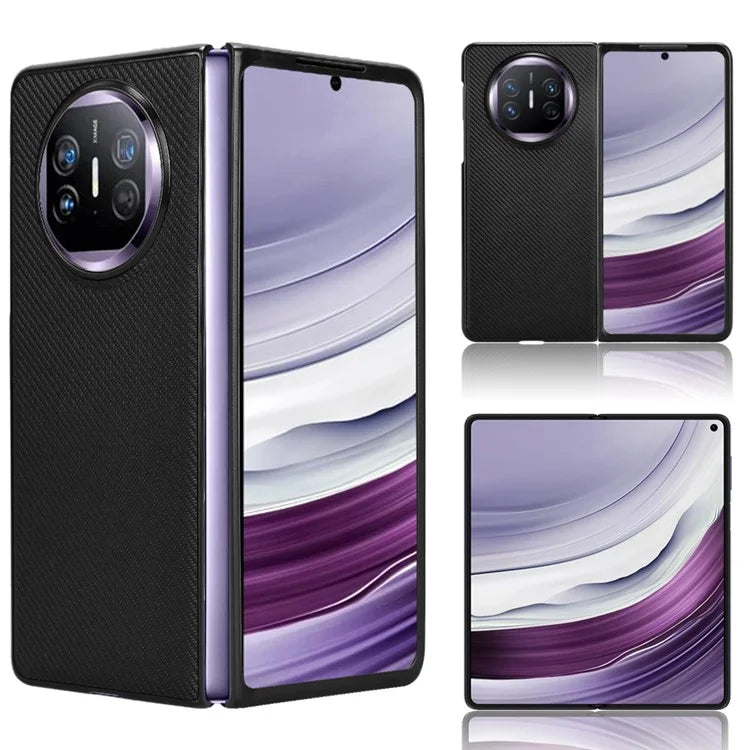 For Huawei Mate X5 Phone Case Carbon Fiber Texture PU Leather+PC Back Cover