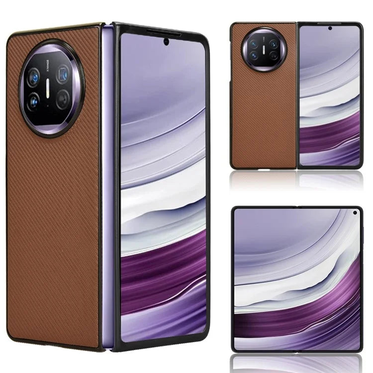 For Huawei Mate X5 Phone Case Carbon Fiber Texture PU Leather+PC Back Cover