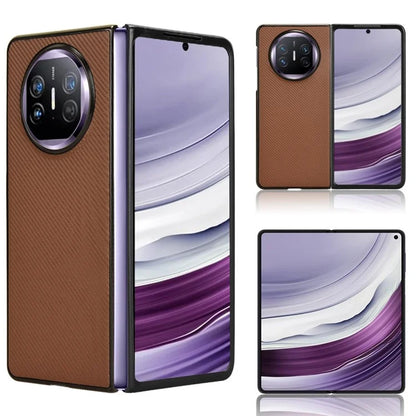 For Huawei Mate X5 Phone Case Carbon Fiber Texture PU Leather+PC Back Cover