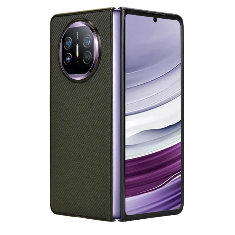 For Huawei Mate X5 Phone Case Carbon Fiber Texture PU Leather+PC Back Cover