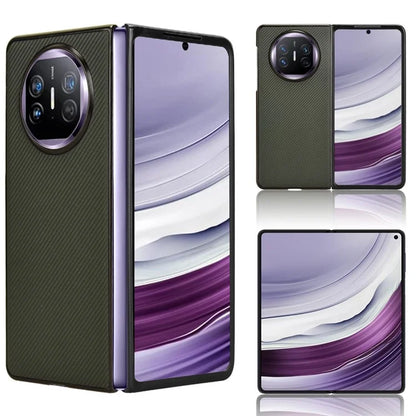 For Huawei Mate X5 Phone Case Carbon Fiber Texture PU Leather+PC Back Cover