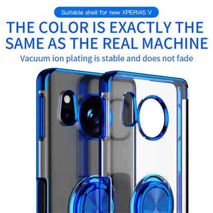 For Sony Xperia 5 V Phone Case Electroplating TPU Anti-drop Cover with Ring Kickstand