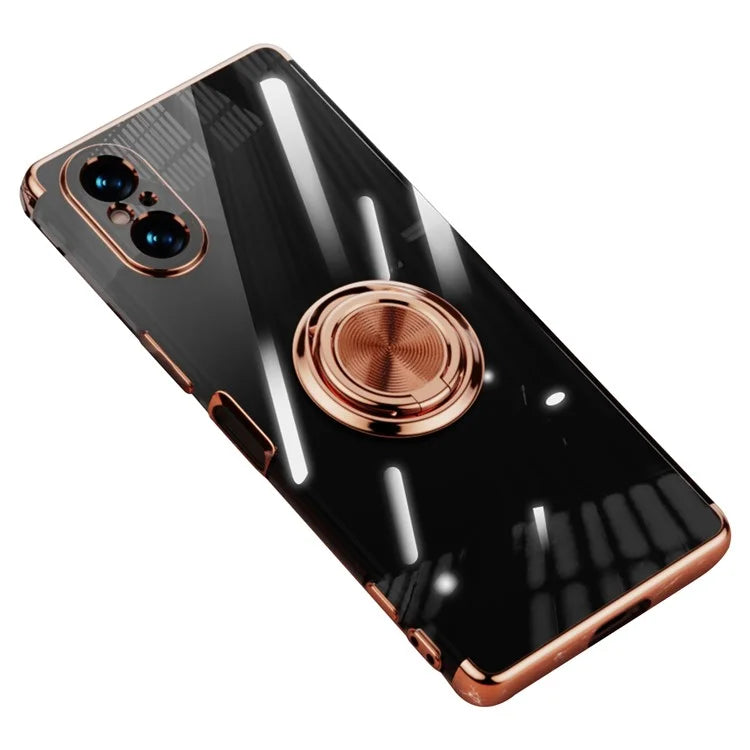 For Sony Xperia 5 V Phone Case Electroplating TPU Anti-drop Cover with Ring Kickstand