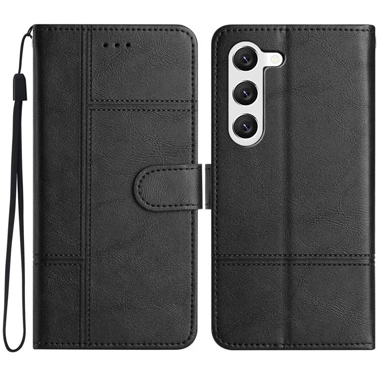 For Samsung Galaxy S24 Case PU Leather Line Imprinted Wallet Stand Phone Cover