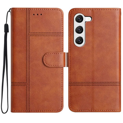 For Samsung Galaxy S24 Case PU Leather Line Imprinted Wallet Stand Phone Cover