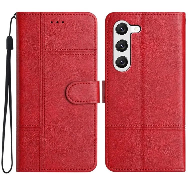 For Samsung Galaxy S24 Case PU Leather Line Imprinted Wallet Stand Phone Cover