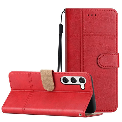 For Samsung Galaxy S24 Case PU Leather Line Imprinted Wallet Stand Phone Cover