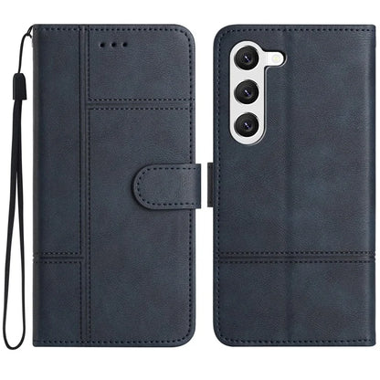 For Samsung Galaxy S24 Case PU Leather Line Imprinted Wallet Stand Phone Cover