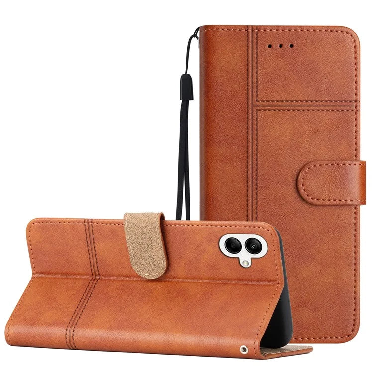 For Samsung Galaxy A05 4G Case Line Imprinted Leather Wallet Anti-drop Phone Cover