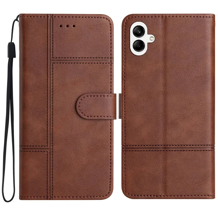 For Samsung Galaxy A05 4G Case Line Imprinted Leather Wallet Anti-drop Phone Cover
