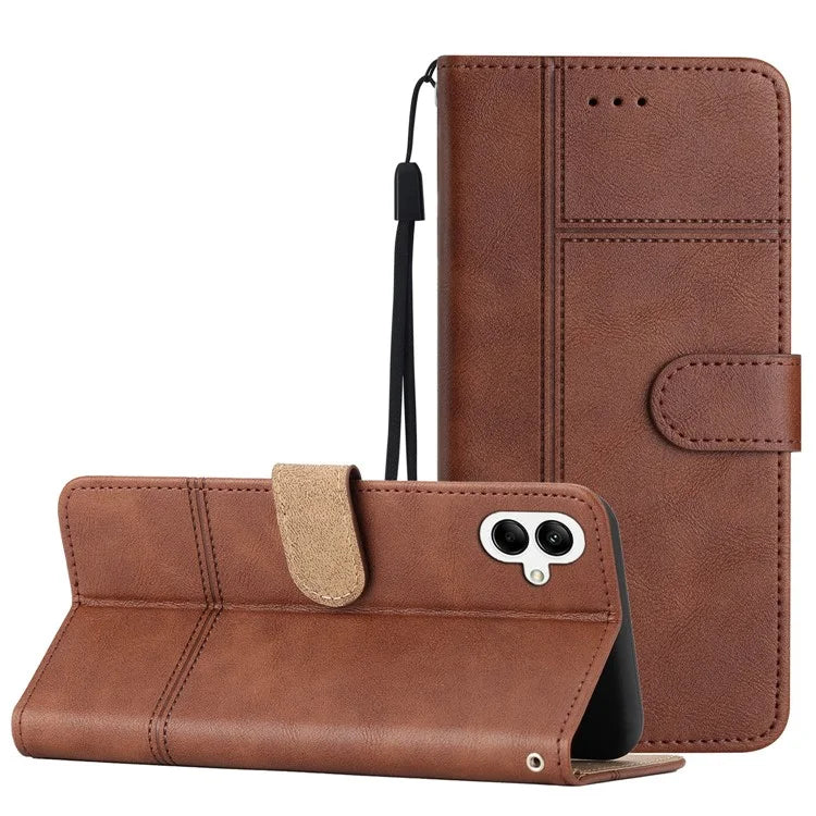 For Samsung Galaxy A05 4G Case Line Imprinted Leather Wallet Anti-drop Phone Cover