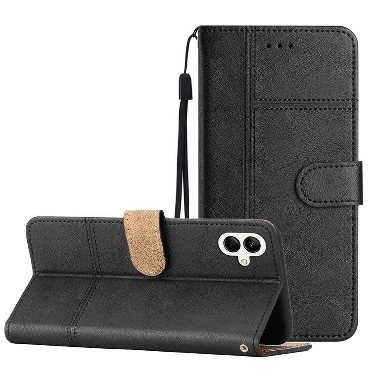 For Samsung Galaxy A05 4G Case Line Imprinted Leather Wallet Anti-drop Phone Cover