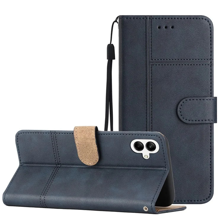 For Samsung Galaxy A05 4G Case Line Imprinted Leather Wallet Anti-drop Phone Cover