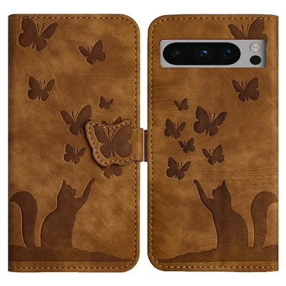 For Google Pixel 8 Pro Case Butterfly Cat Imprinted Wallet Phone Leather Cover