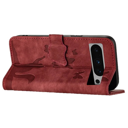 For Google Pixel 8 Pro Case Butterfly Cat Imprinted Wallet Phone Leather Cover