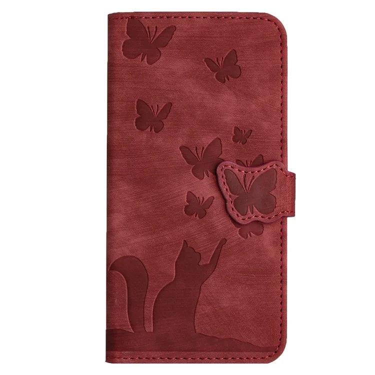 For Google Pixel 8 Pro Case Butterfly Cat Imprinted Wallet Phone Leather Cover