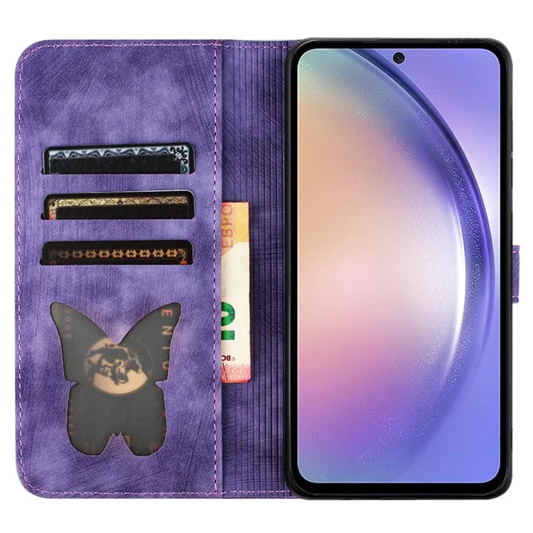For Google Pixel 8 Pro Case Butterfly Cat Imprinted Wallet Phone Leather Cover