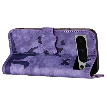 For Google Pixel 8 Pro Case Butterfly Cat Imprinted Wallet Phone Leather Cover
