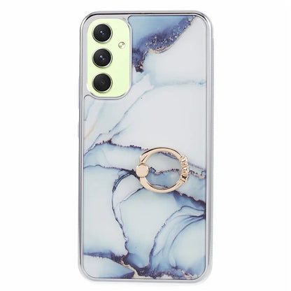 For Samsung Galaxy A34 5G Case Marble Pattern PC+TPU Phone Cover Electroplating Kickstand Case